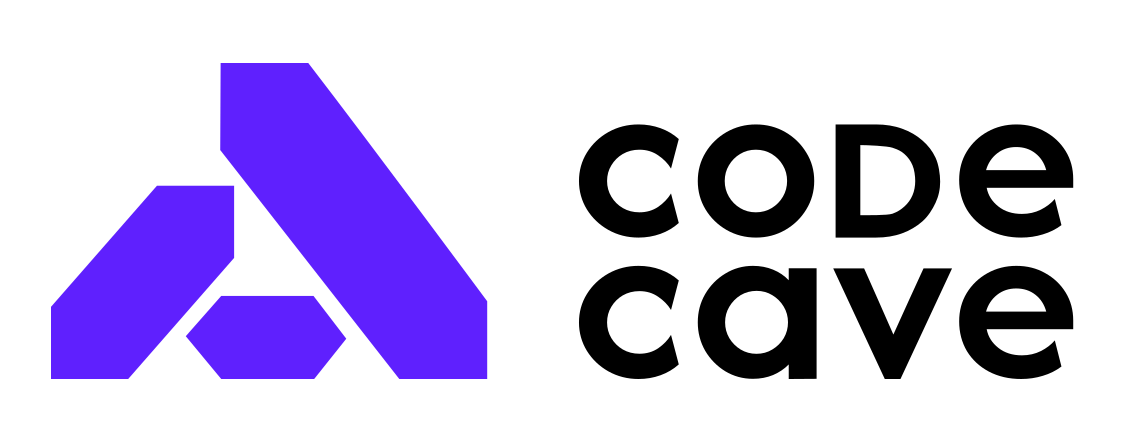 CODECAVE horizontal wordmark, black text